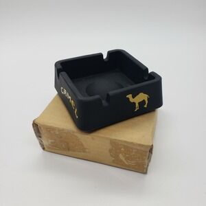 Camel Square Matte Black Ashtray Ceramic / Glass New‎ in box